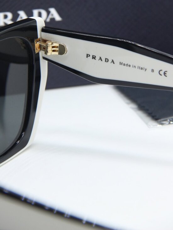 Prada PR15WS 09Q5S0 Square Sunglasses – Black/Talc\\Dark Grey main image 5
